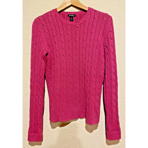 Steve & Barry's Pink‎ Cableknit Sweater Size M Fisherman Chunky Cotton Preppy